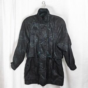 Vintage 90s Forecaster of Boston Coat Womens Small Green Abstract Pattern Artsy‎